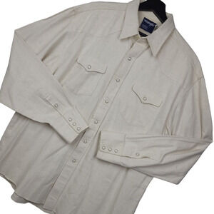 Wrangler Men's Vintage Pearl Snap Shirt XXL Long Sleeve Cotton Preshrunk Tall